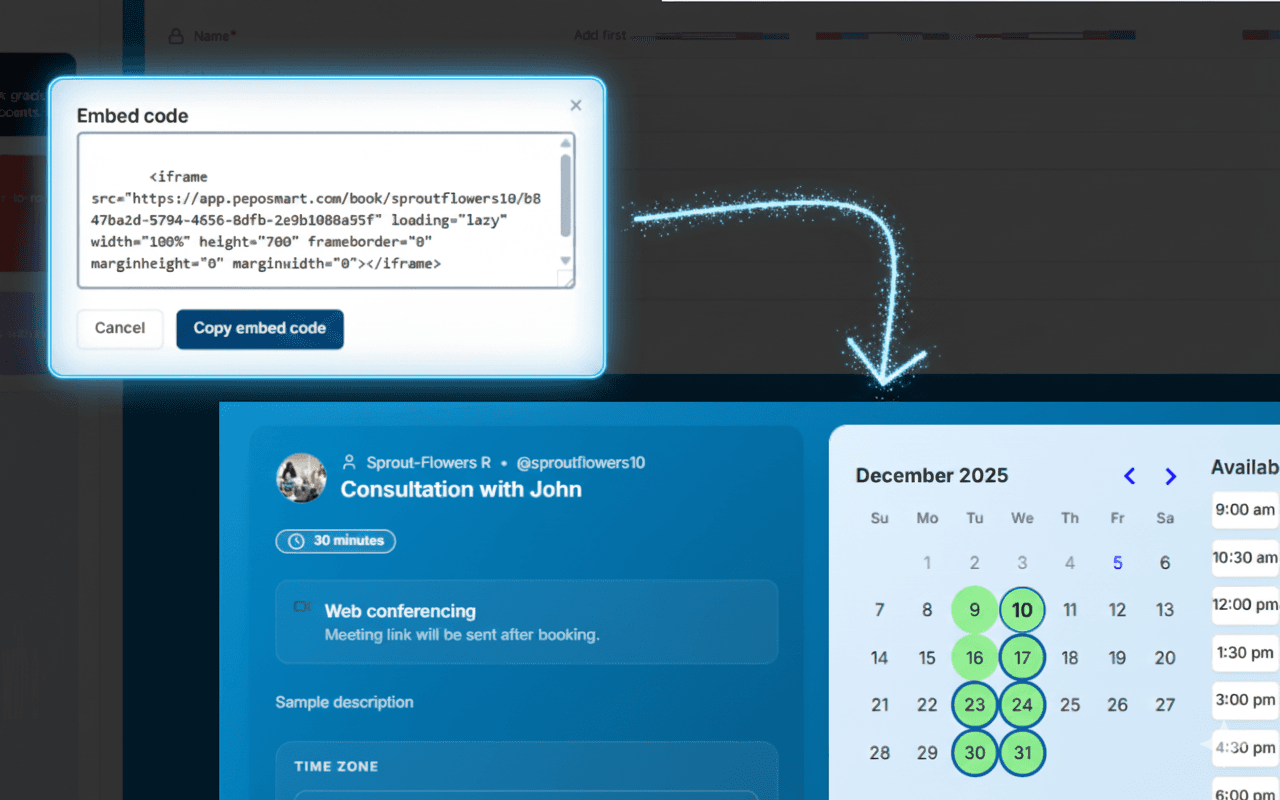 Embeds and branded booking pages